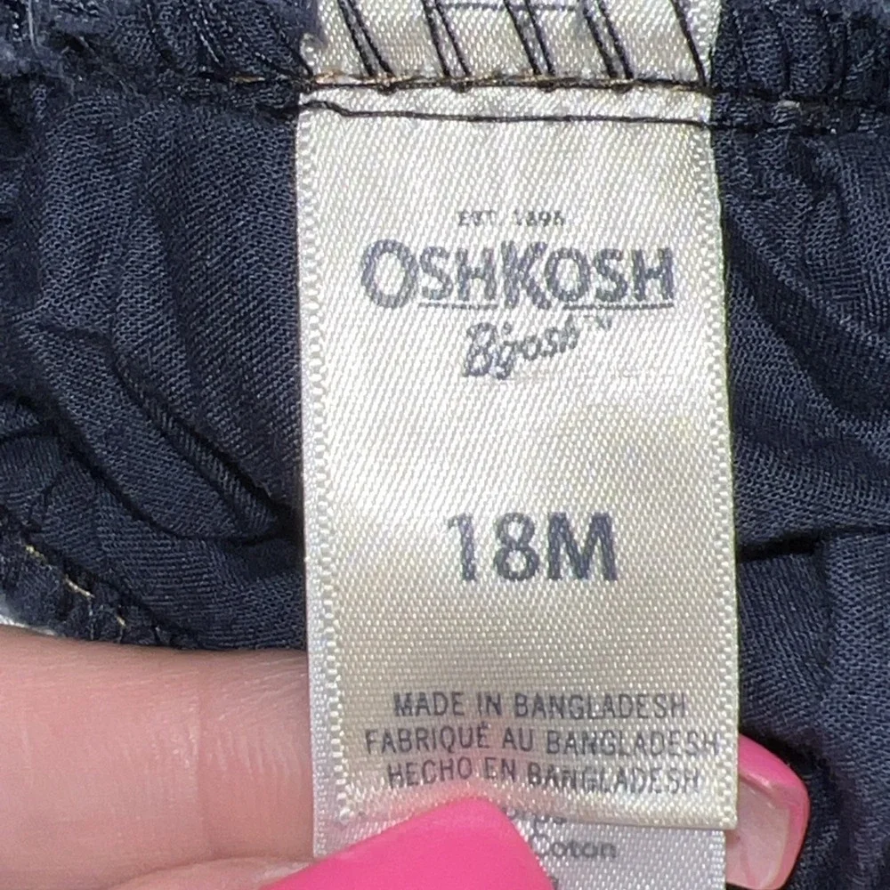 OshKosh Vestbak Baby Girls 18 Month Denim and Tulle Metallic Heart Overall Dress - Picture 4 of 6